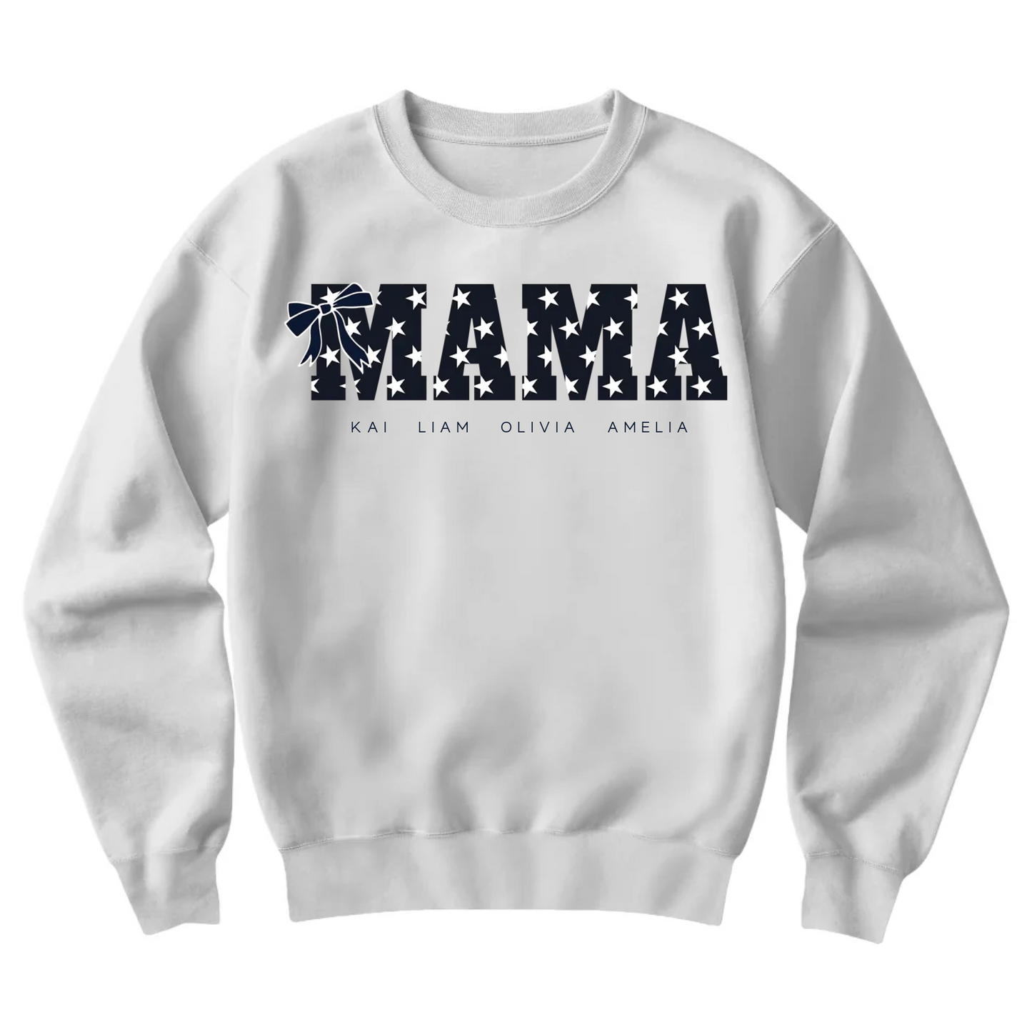 Mama Custom Sweatshirt Patriotic White Stars