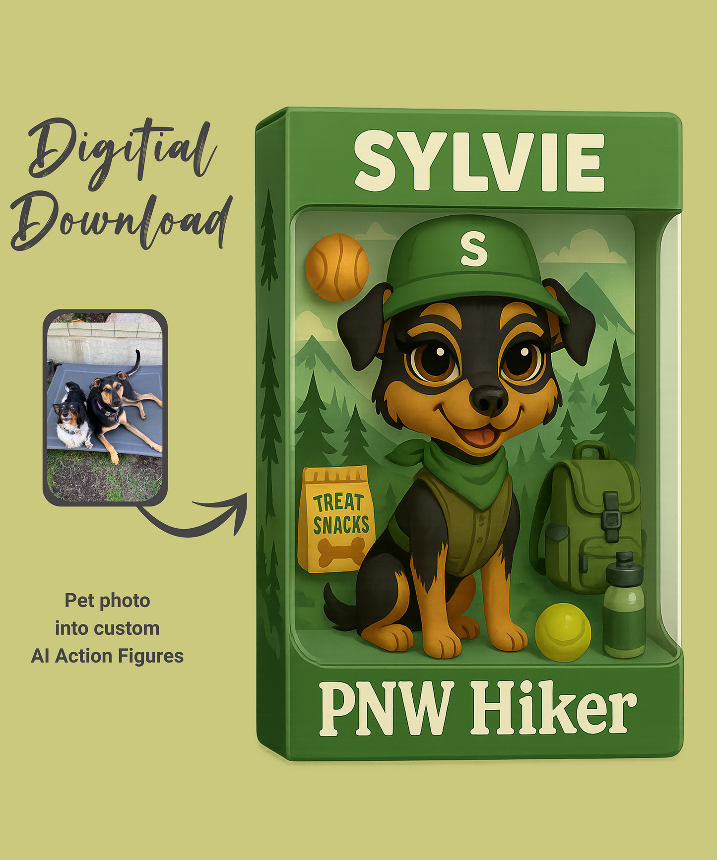Custom Action Figure Digital Download | Personalized Pet Photo