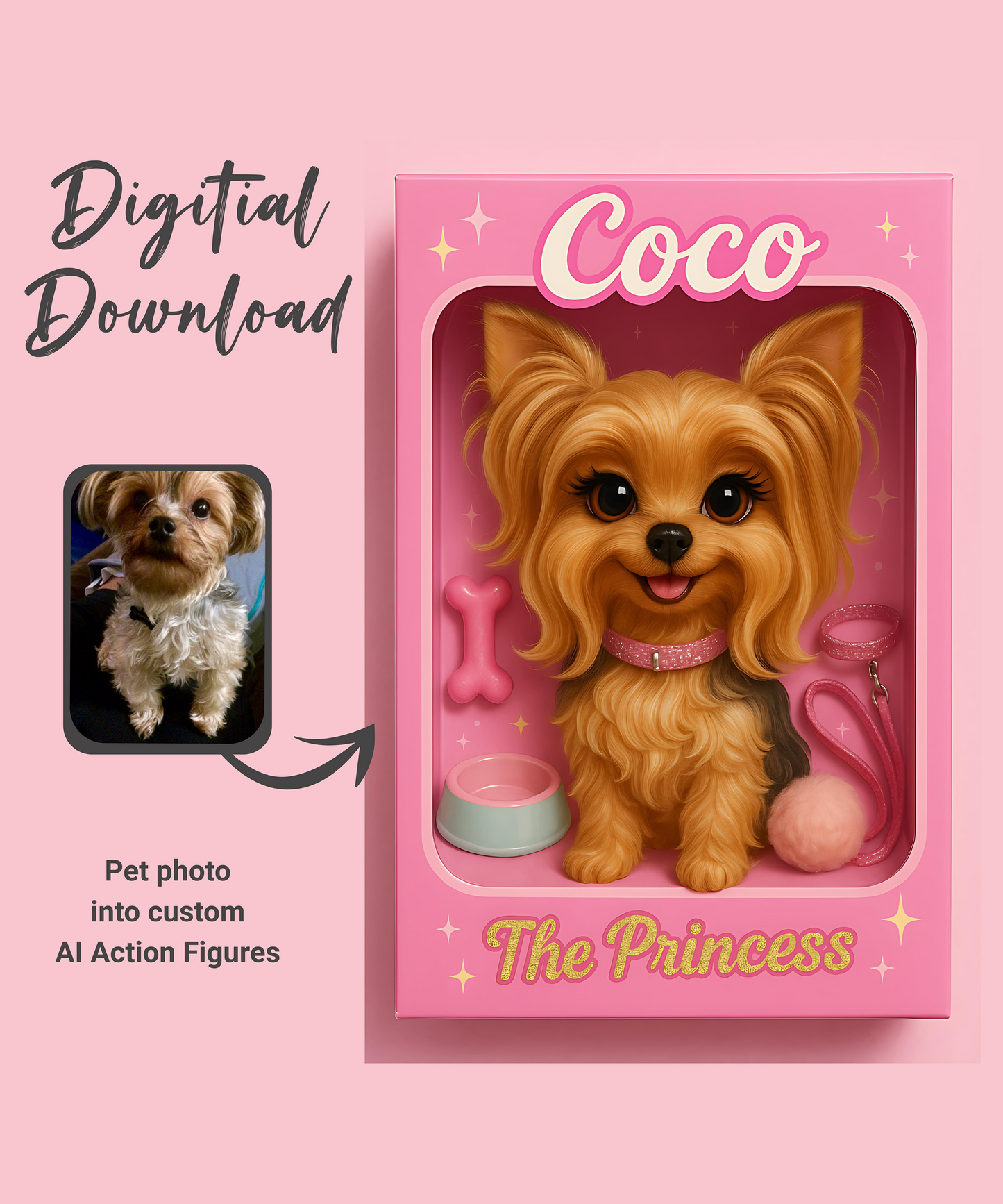 Custom Action Figure Digital Download | Personalized Pet Photo