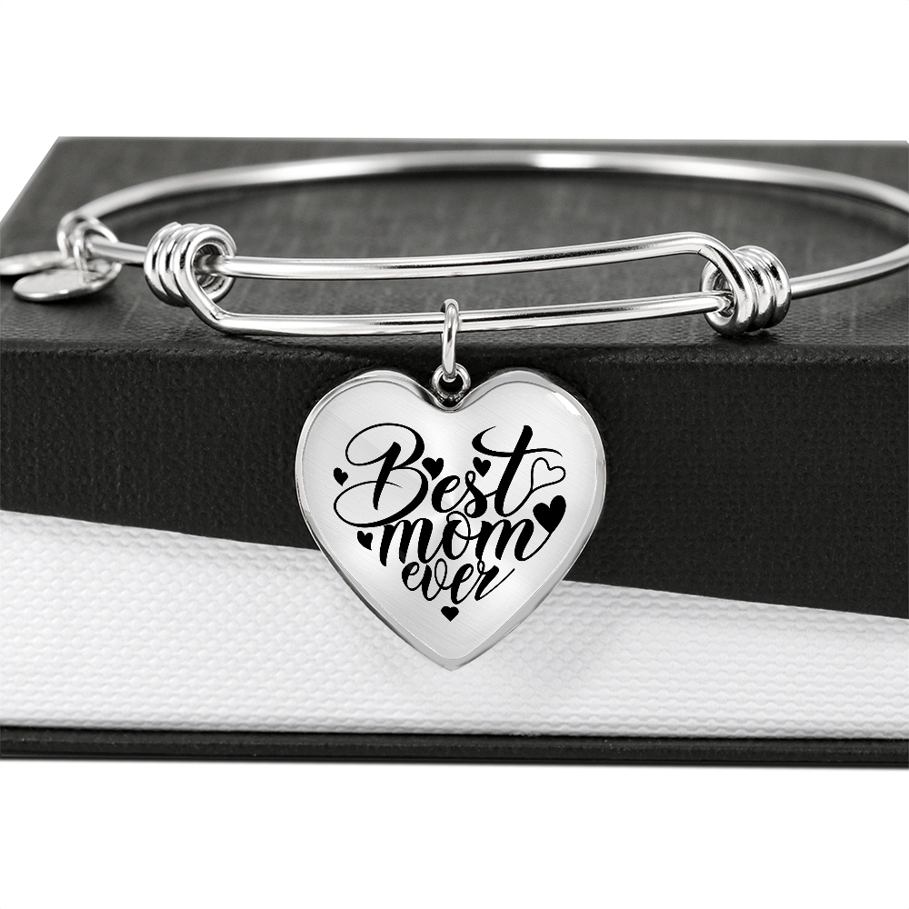Heart Bangle Best Mom Ever with Personalize Name or Date