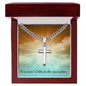 He is risen Cuban Chain with Artisan Cross Jewelry Necklace