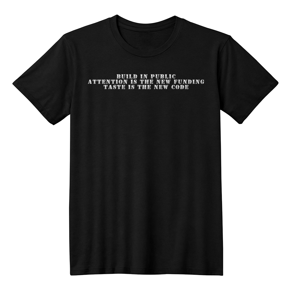 Build in Public Attention is the New Funding Taste is the New Code Shirt