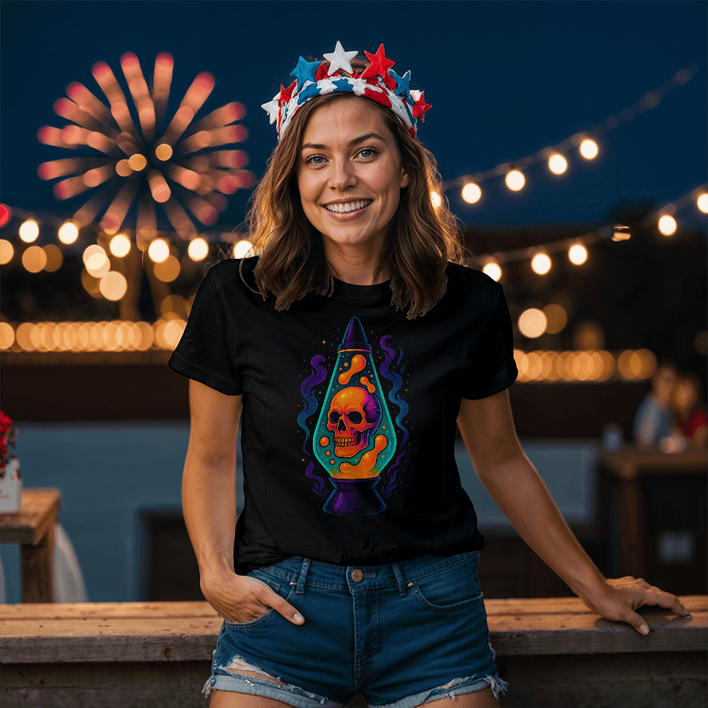 Skull Lava Lamp T-Shirt – Neon Phantom Glow