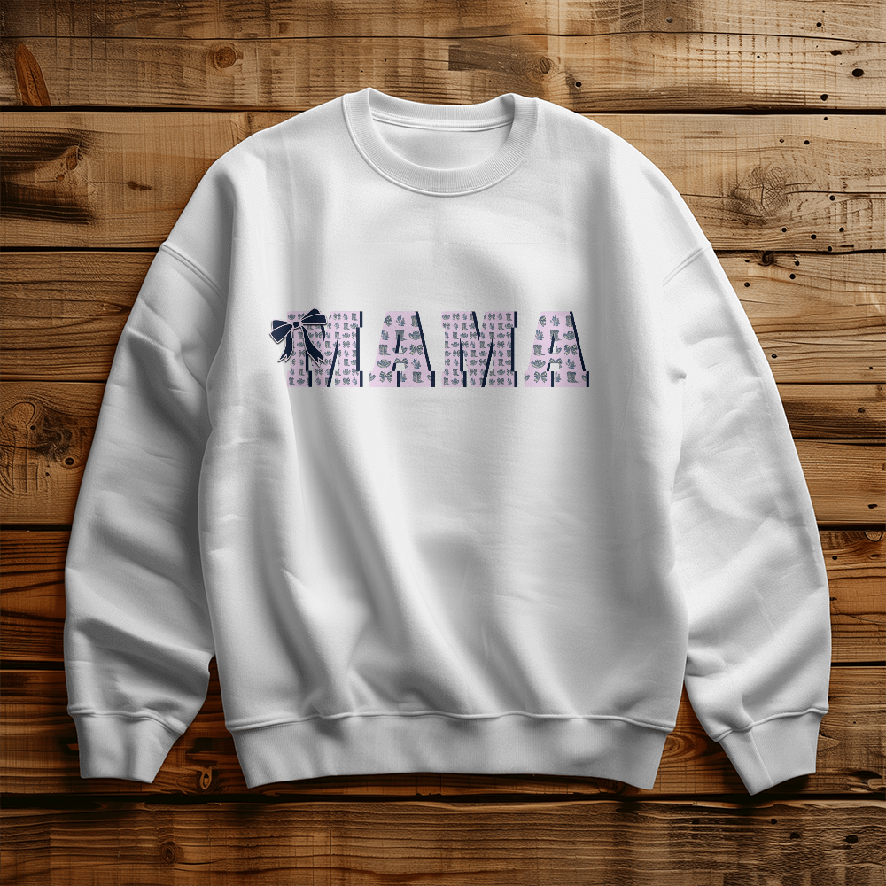 Mama Custom Crewneck Powder Pink Western Style with Coquette