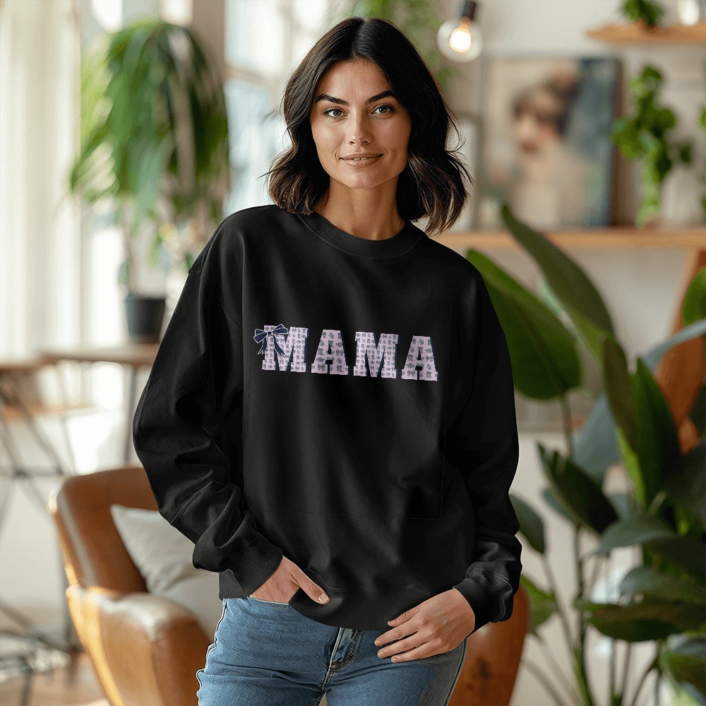 Mama Custom Crewneck Powder Pink Western Style with Coquette