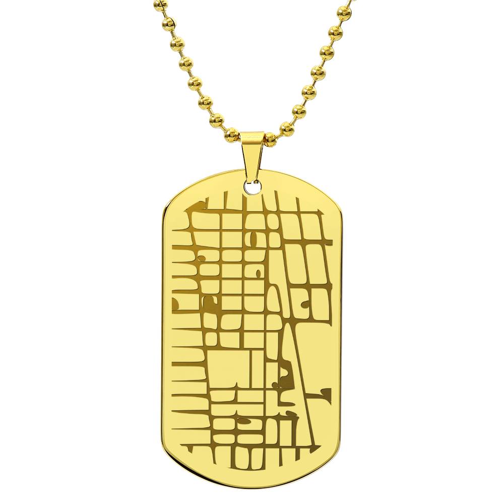Custom Engraved Dog Tag Map Necklace with Ball Chain