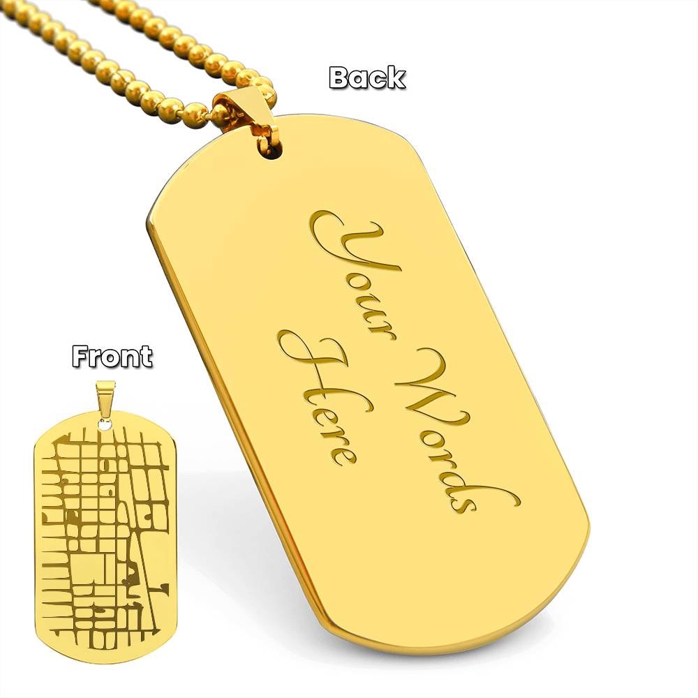 Custom Engraved Dog Tag Map Necklace with Ball Chain