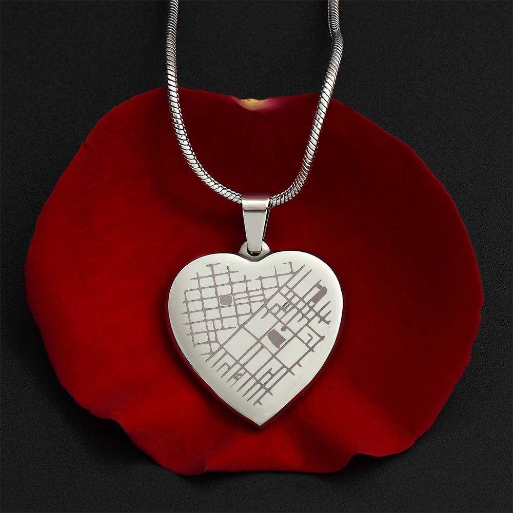 Custom Engraved Map Heart Necklace