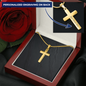 Personalized Cross Necklace with Snake Chain