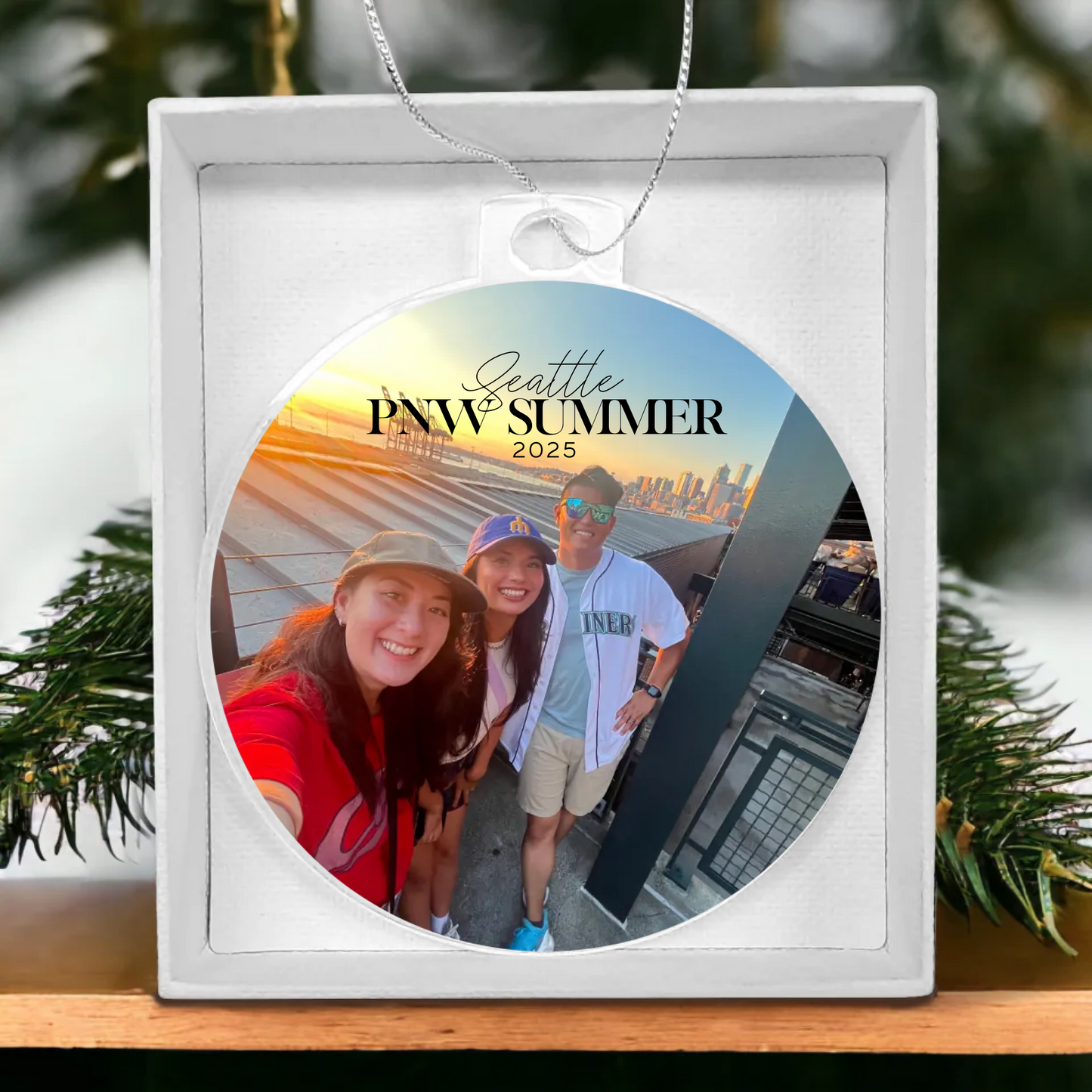 Custom Ornament Family Photo with Dual Font
