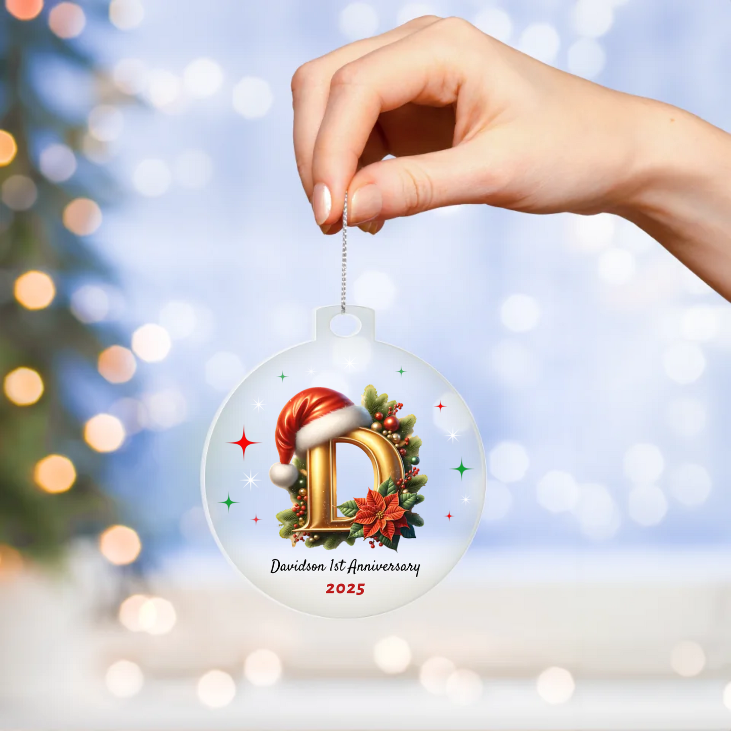 Personalized 1st Anniversary Christmas Acrylic Ornament