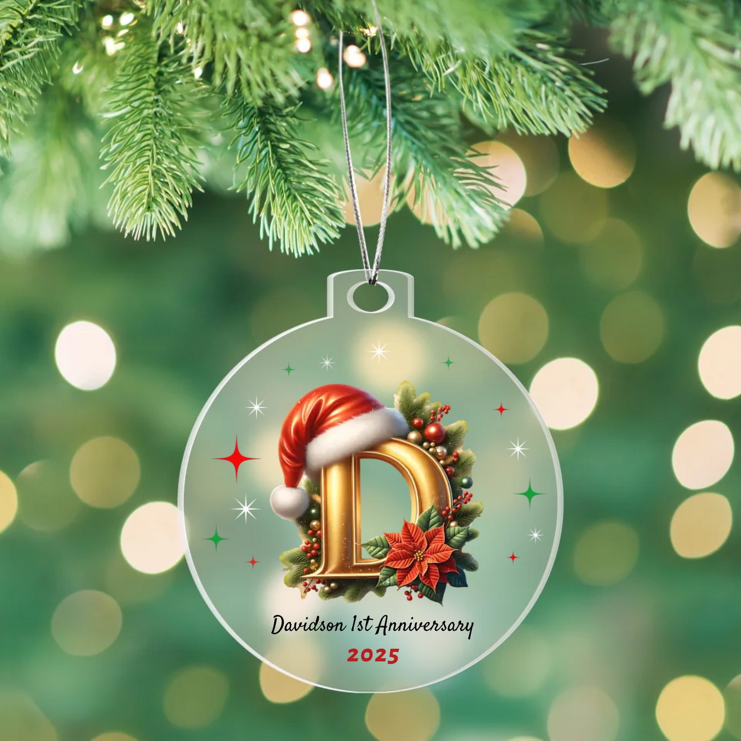 Personalized 1st Anniversary Christmas Acrylic Ornament