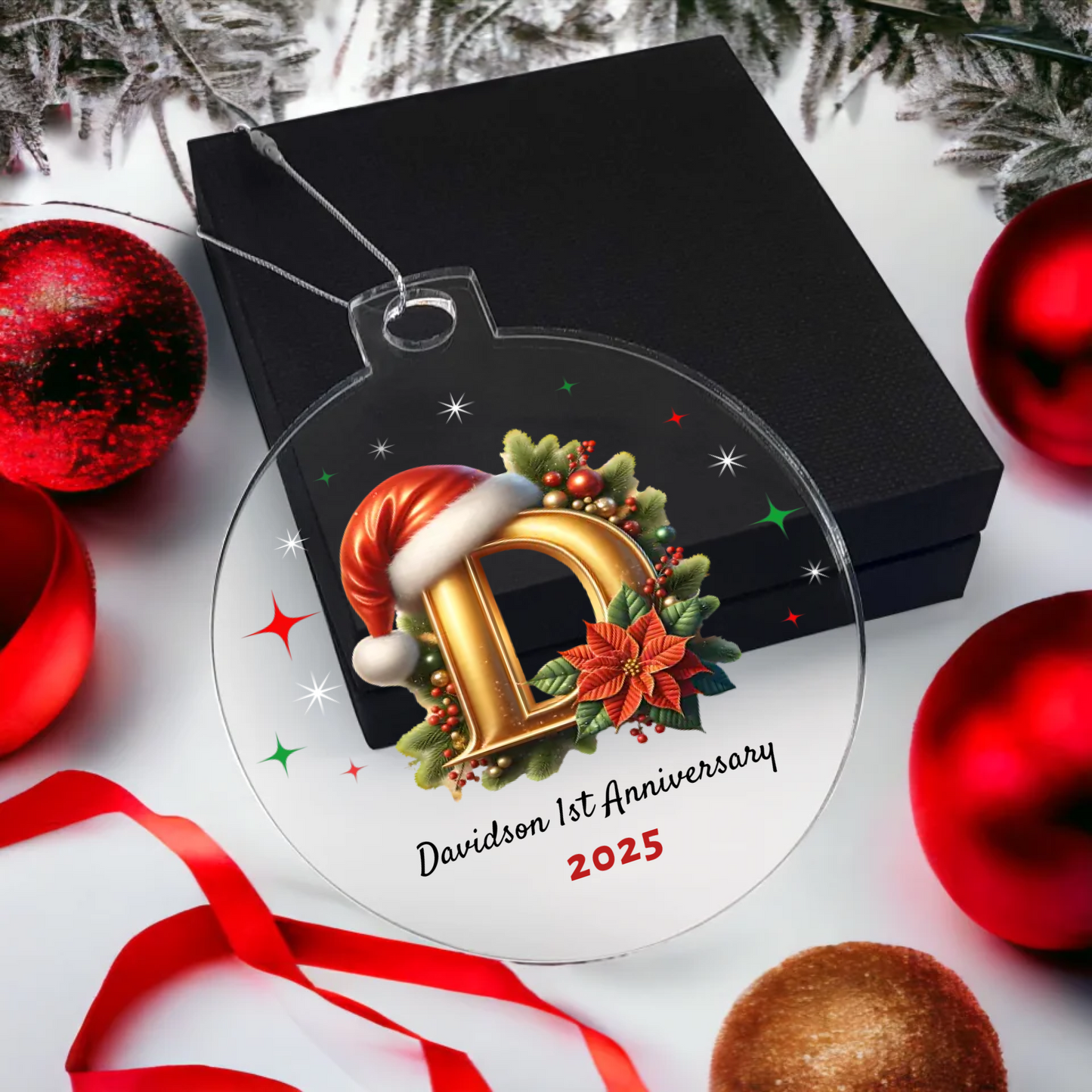 Personalized 1st Anniversary Christmas Acrylic Ornament