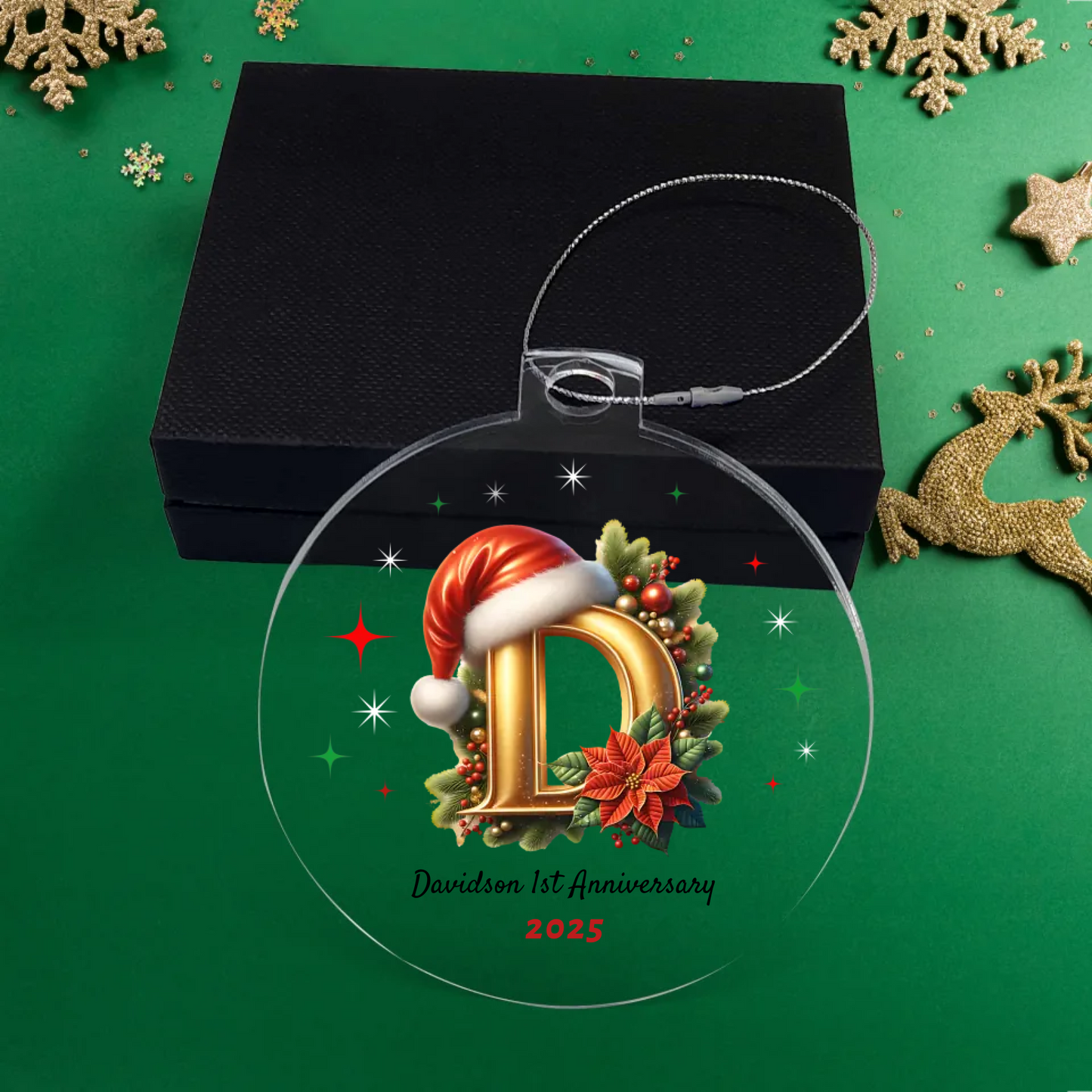Personalized 1st Anniversary Christmas Acrylic Ornament