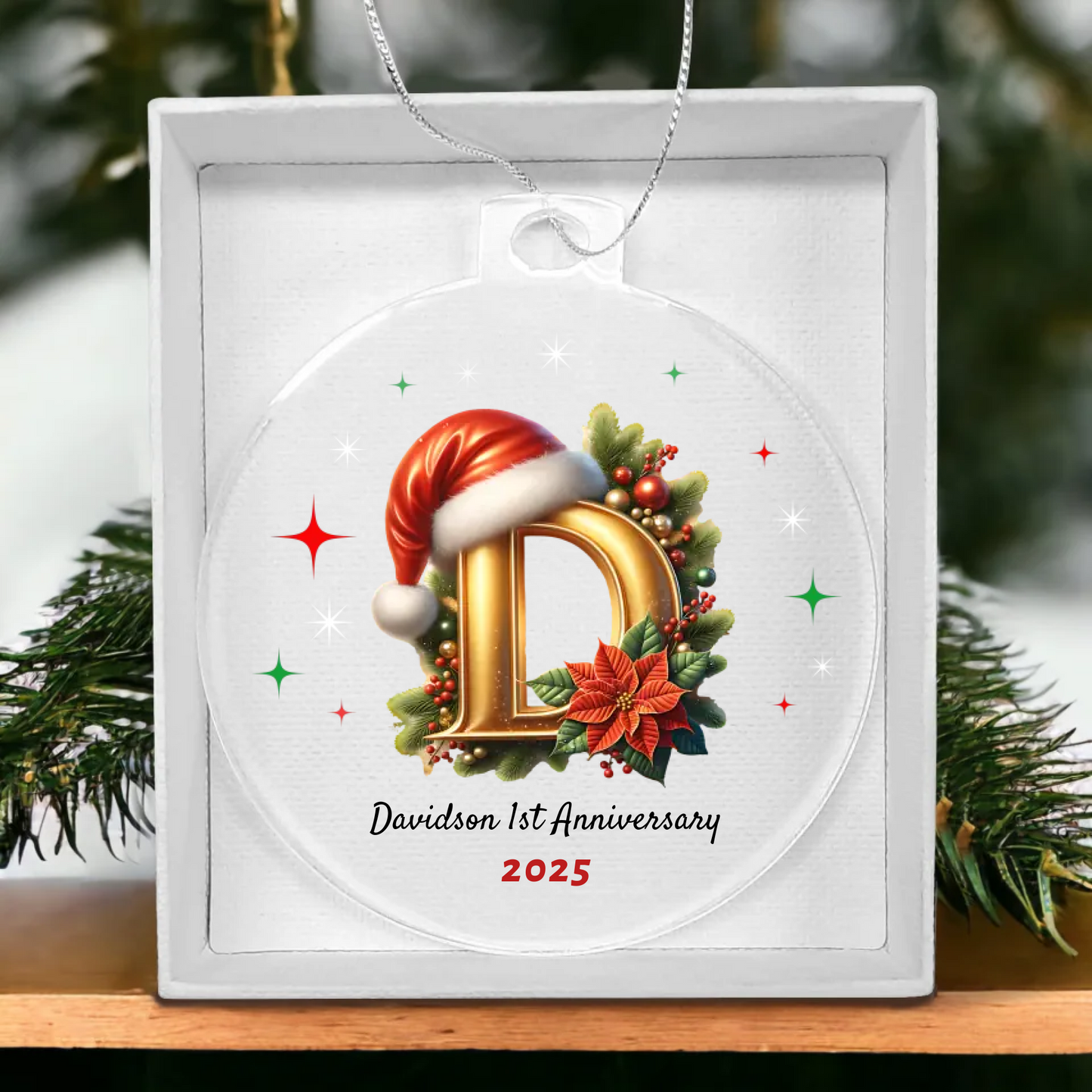 Personalized 1st Anniversary Christmas Acrylic Ornament