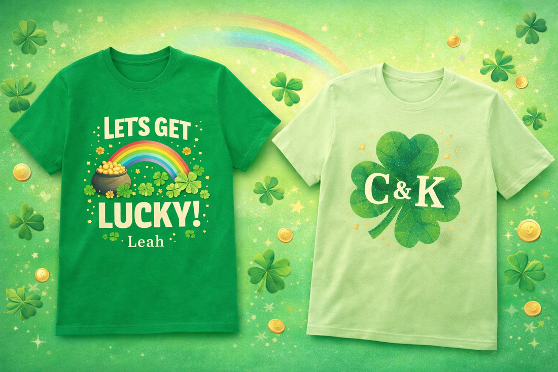St. Patrick’s Day T-shirt design ideas featuring festive shamrocks and personalized graphic styles