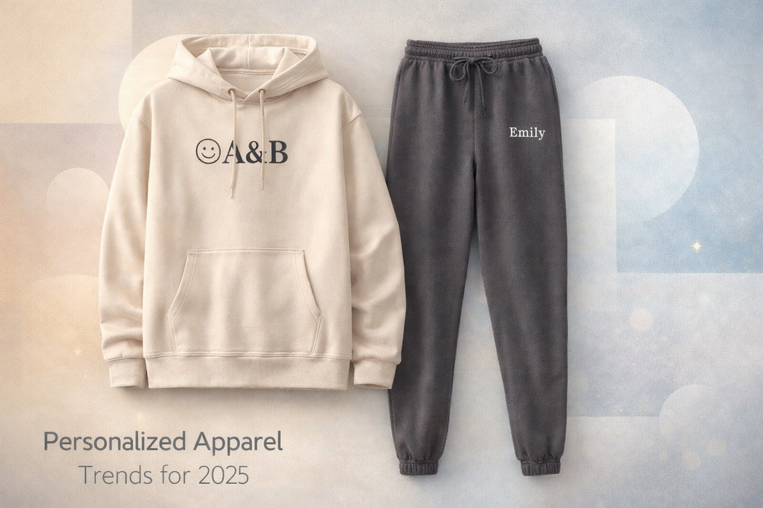 Personalized hoodies and sweatpants showcasing modern design trends for 2025