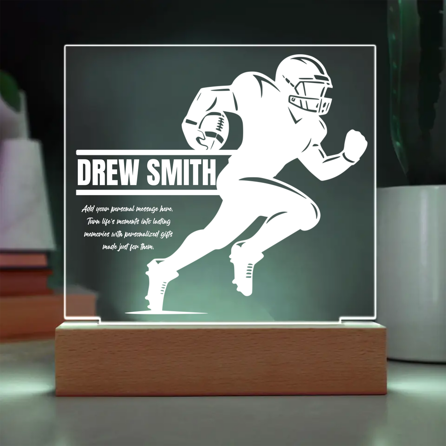 Football Player Running Engraved Acrylic Plaque