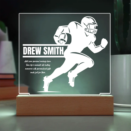 Football Player Running Engraved Acrylic Plaque