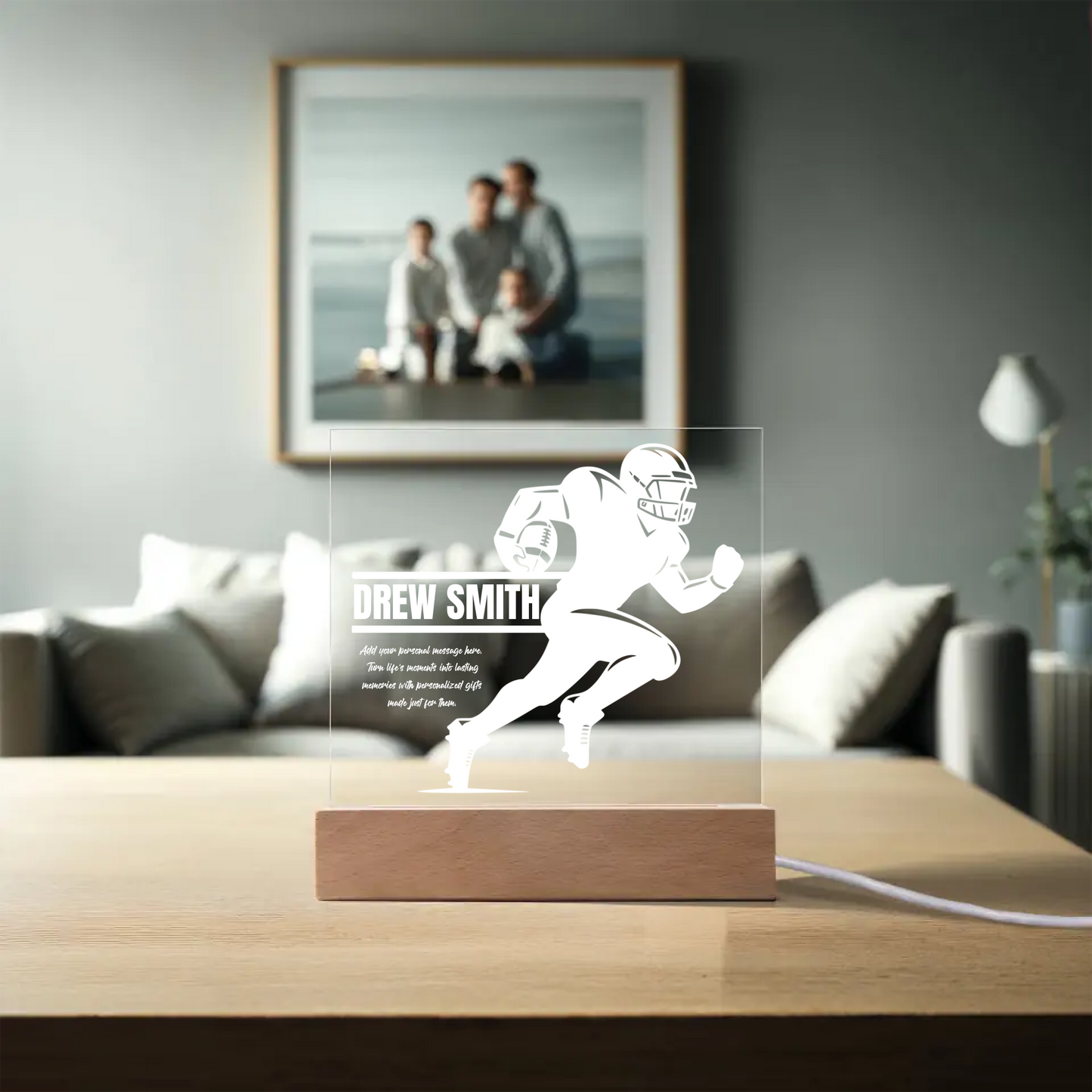 Football Player Running Engraved Acrylic Plaque