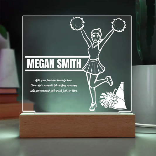 Cheerleader with Megaphone Engraved Acrylic Plaque