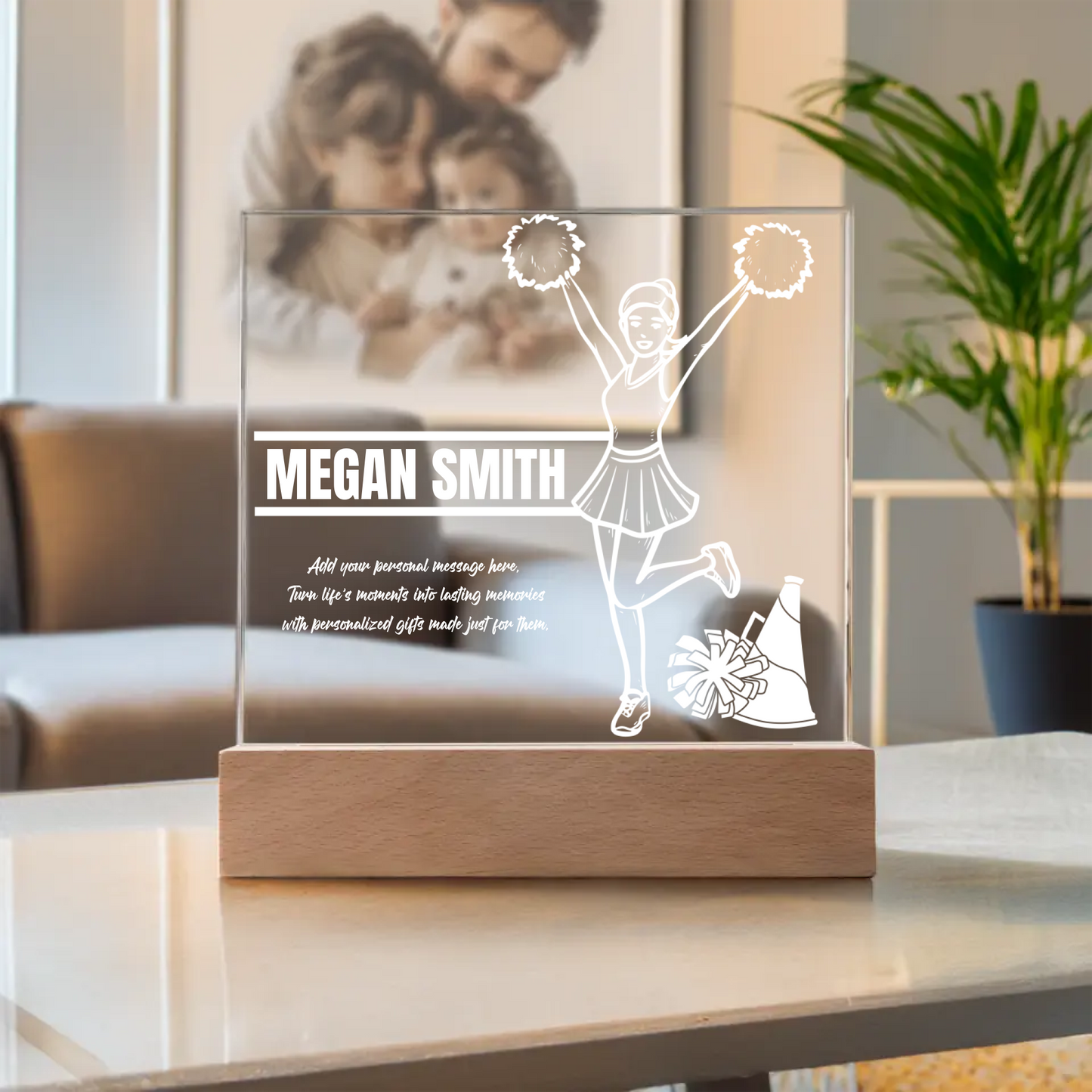 Cheerleader with Megaphone Engraved Acrylic Plaque