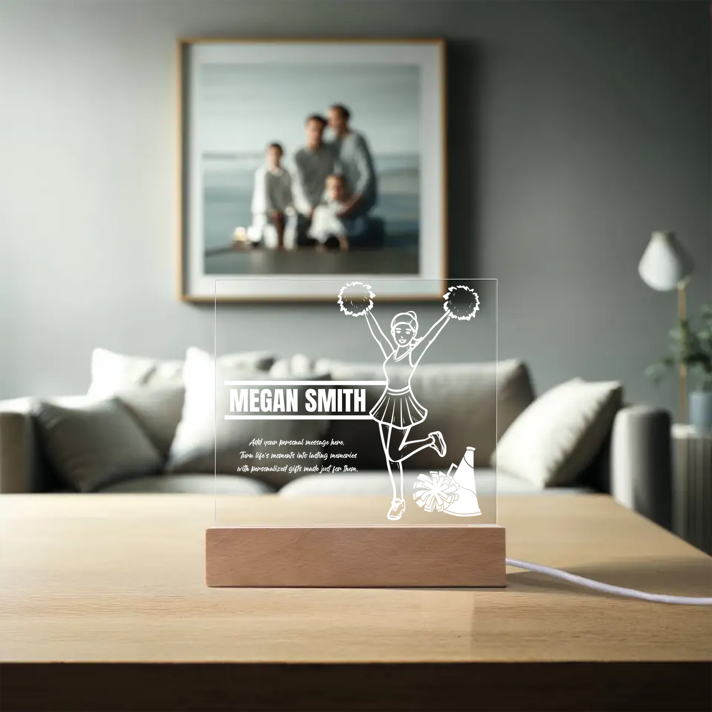 Cheerleader with Megaphone Engraved Acrylic Plaque