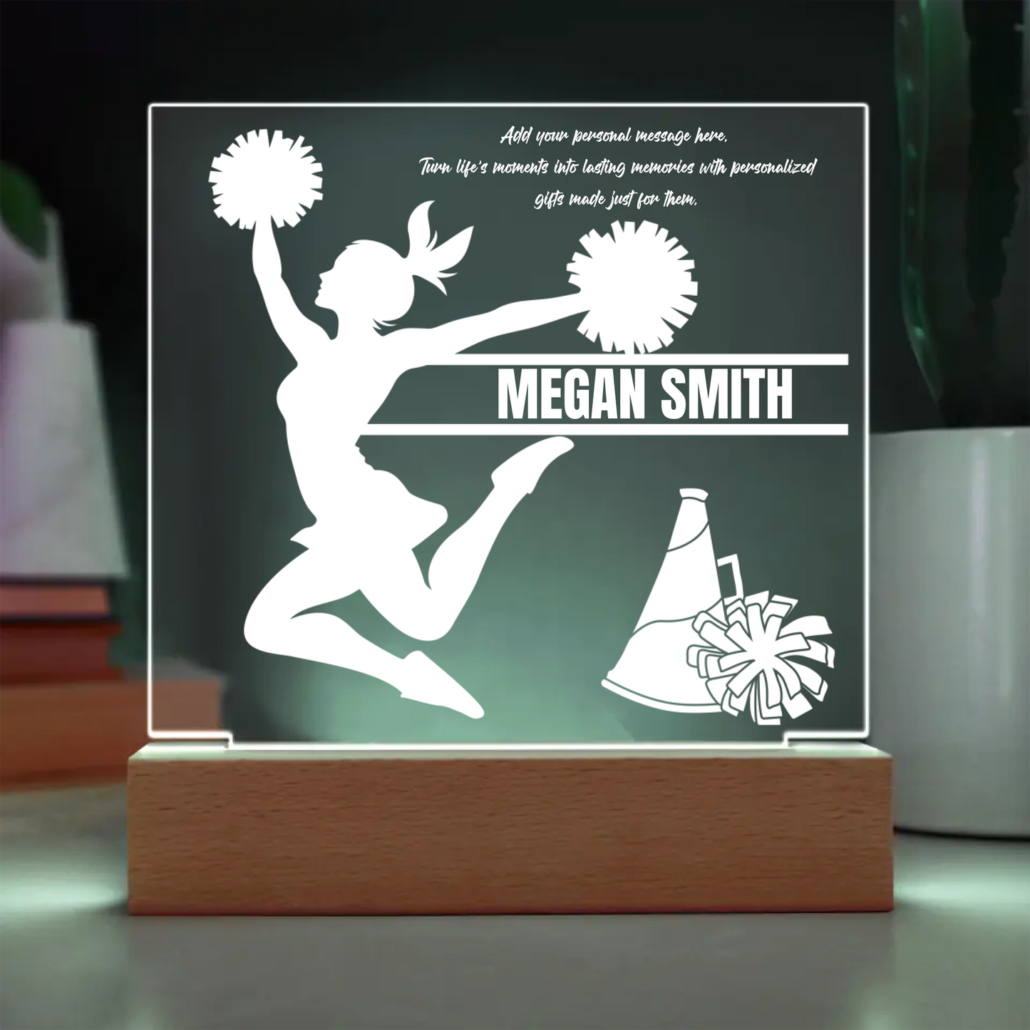 Cheerleader Jumping Engraved Acrylic Plaque