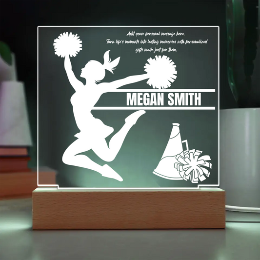 Cheerleader Jumping Engraved Acrylic Plaque