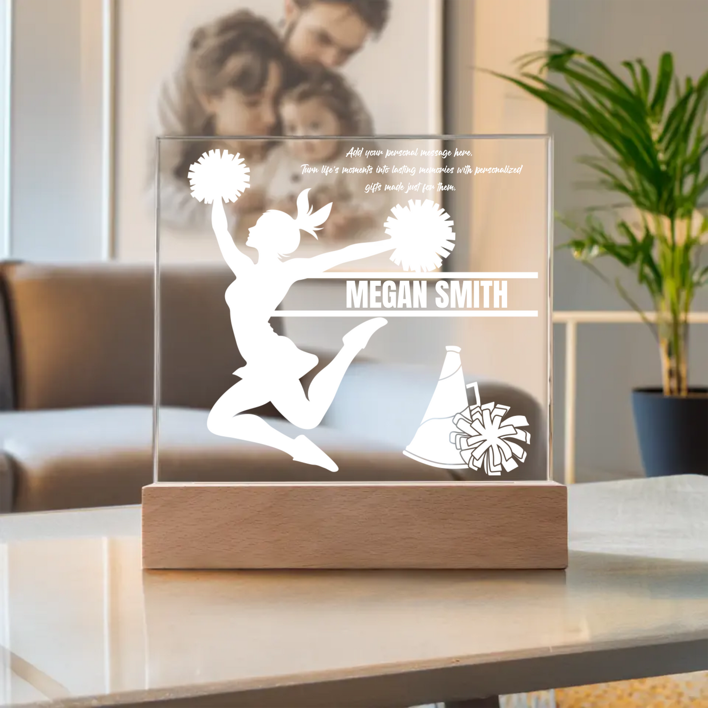 Cheerleader Jumping Engraved Acrylic Plaque