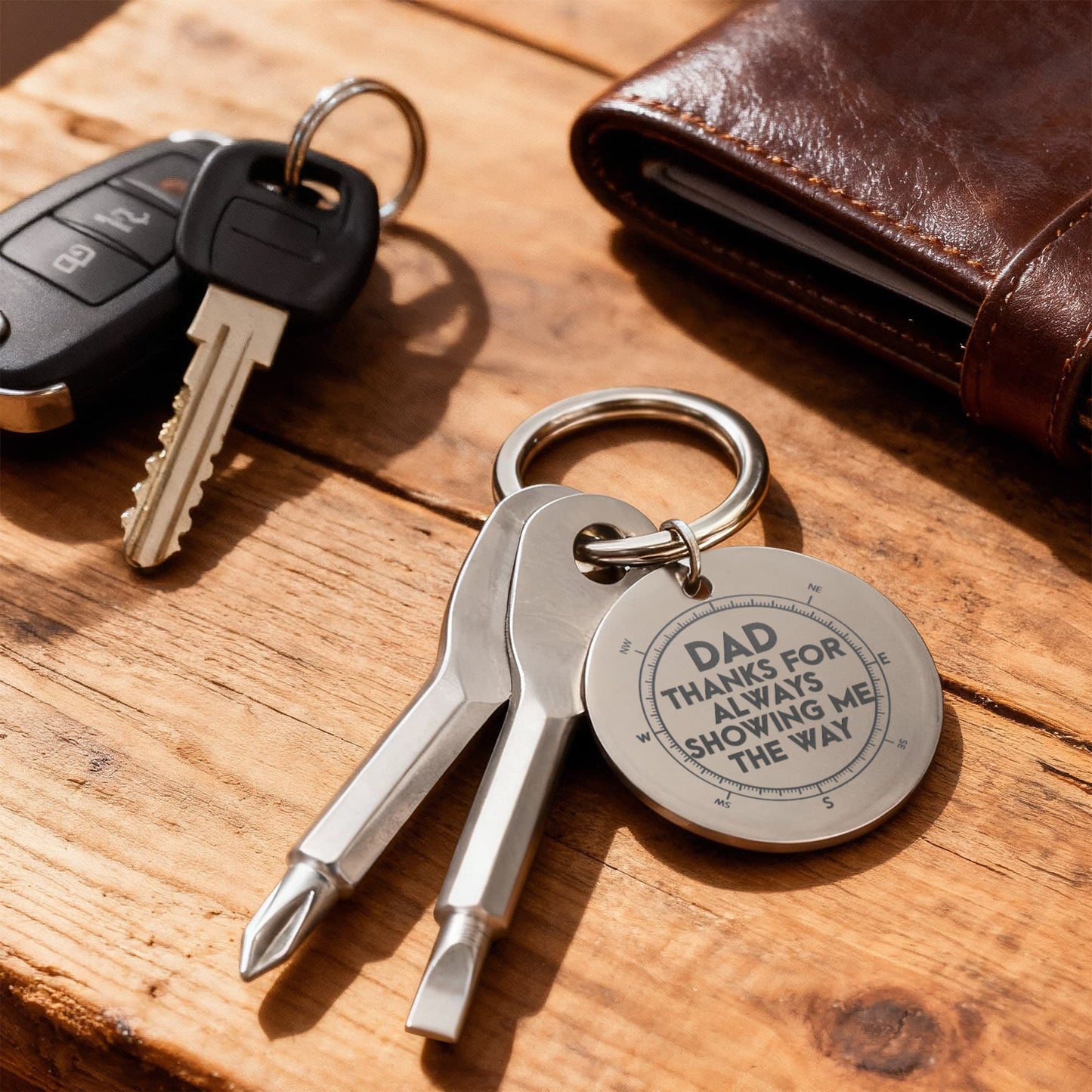 Gift for Dad Thanks for Always Showing Me The Way Keychain Screwdriver