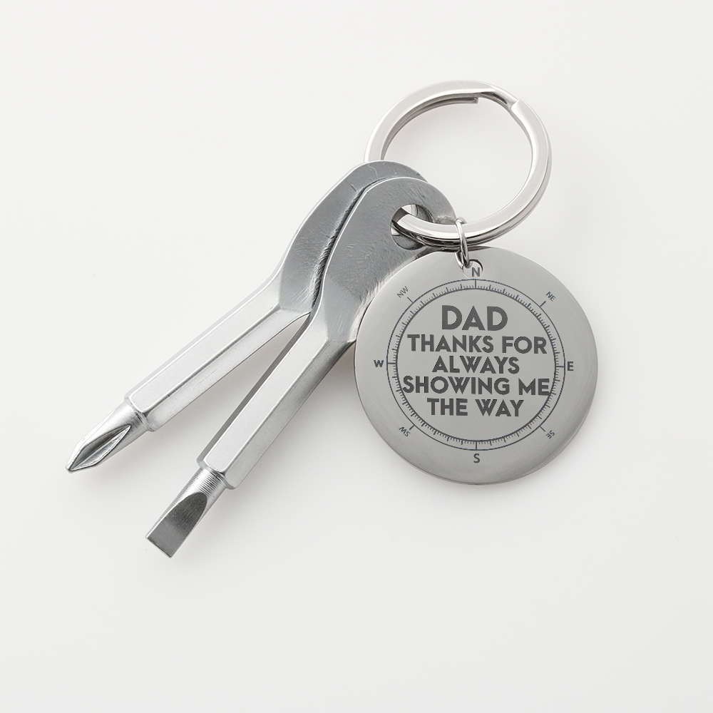 Gift for Dad Thanks for Always Showing Me The Way Keychain Screwdriver