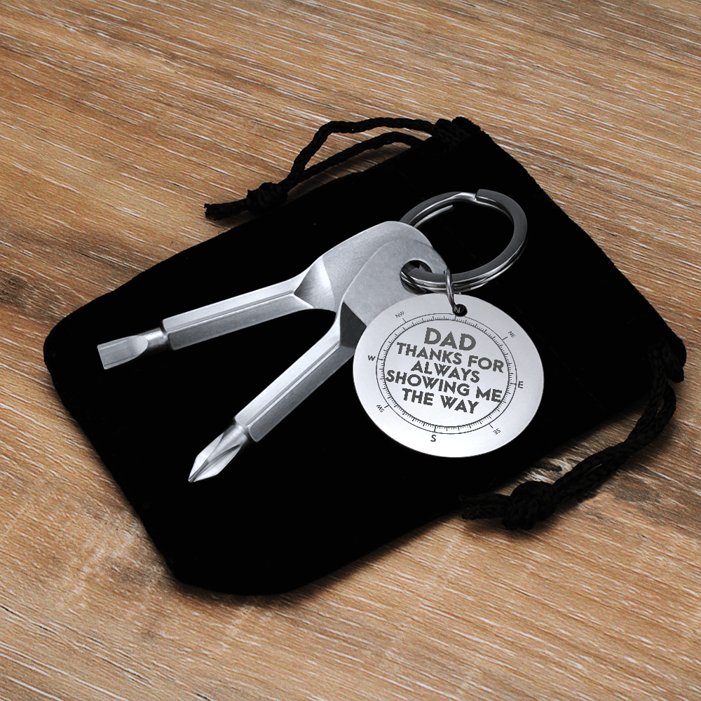 Gift for Dad Thanks for Always Showing Me The Way Keychain Screwdriver
