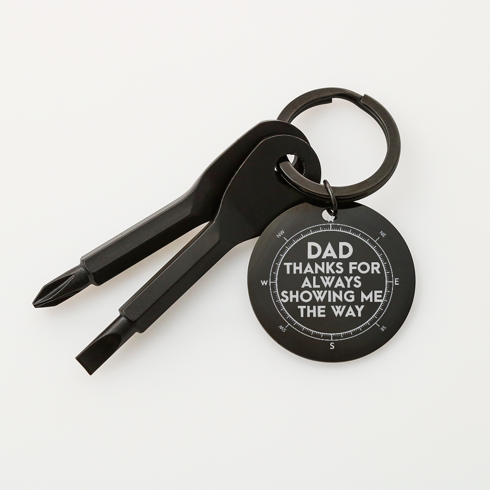 Gift for Dad Thanks for Always Showing Me The Way Keychain Screwdriver