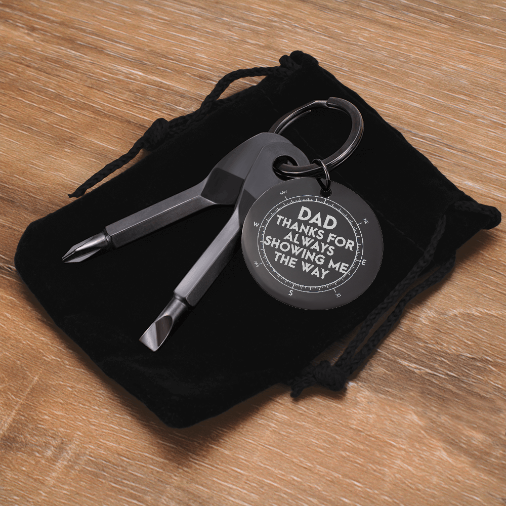 Gift for Dad Thanks for Always Showing Me The Way Keychain Screwdriver