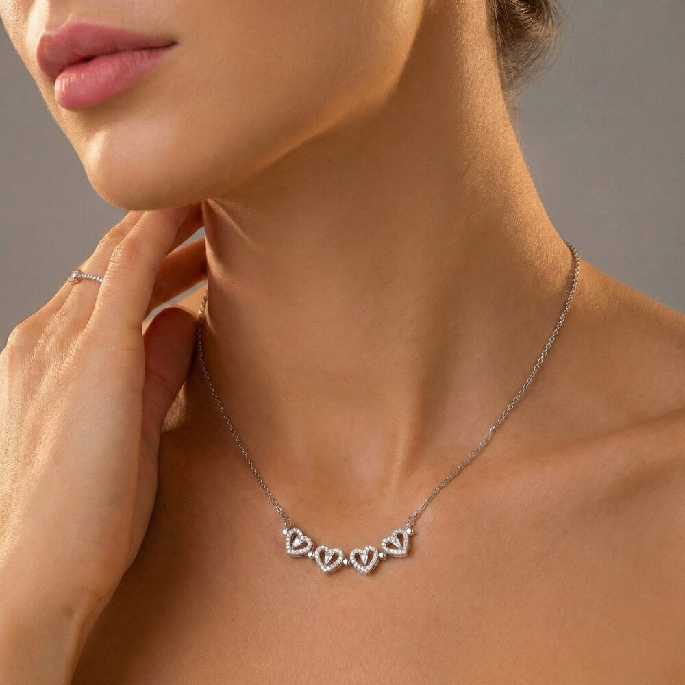Necklace Magnetic Hearts with Crystal Accents