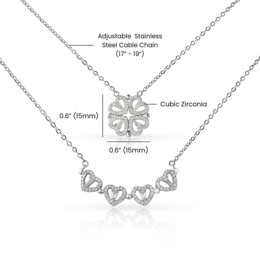 Necklace Magnetic Hearts with Crystal Accents