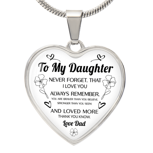 Gift From Father to Daughter Heart Pendant Necklace with Heartfelt Message