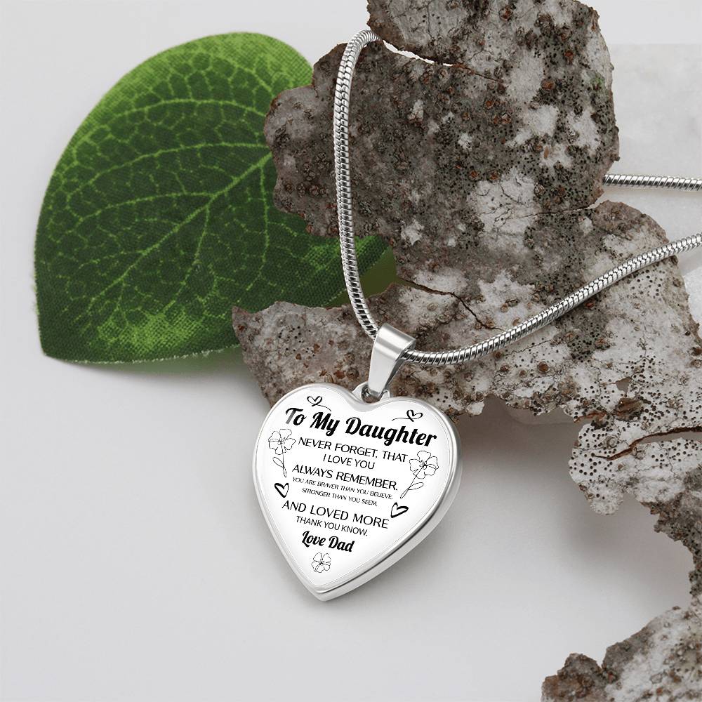 Gift From Father to Daughter Heart Pendant Necklace with Heartfelt Message