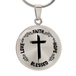 Faith Hope Love Blessed Graphic Circle Necklace
