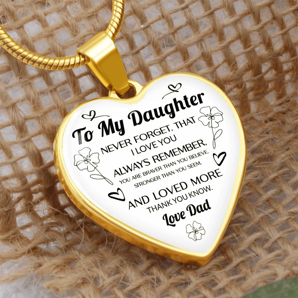 Gift From Father to Daughter Heart Pendant Necklace with Heartfelt Message