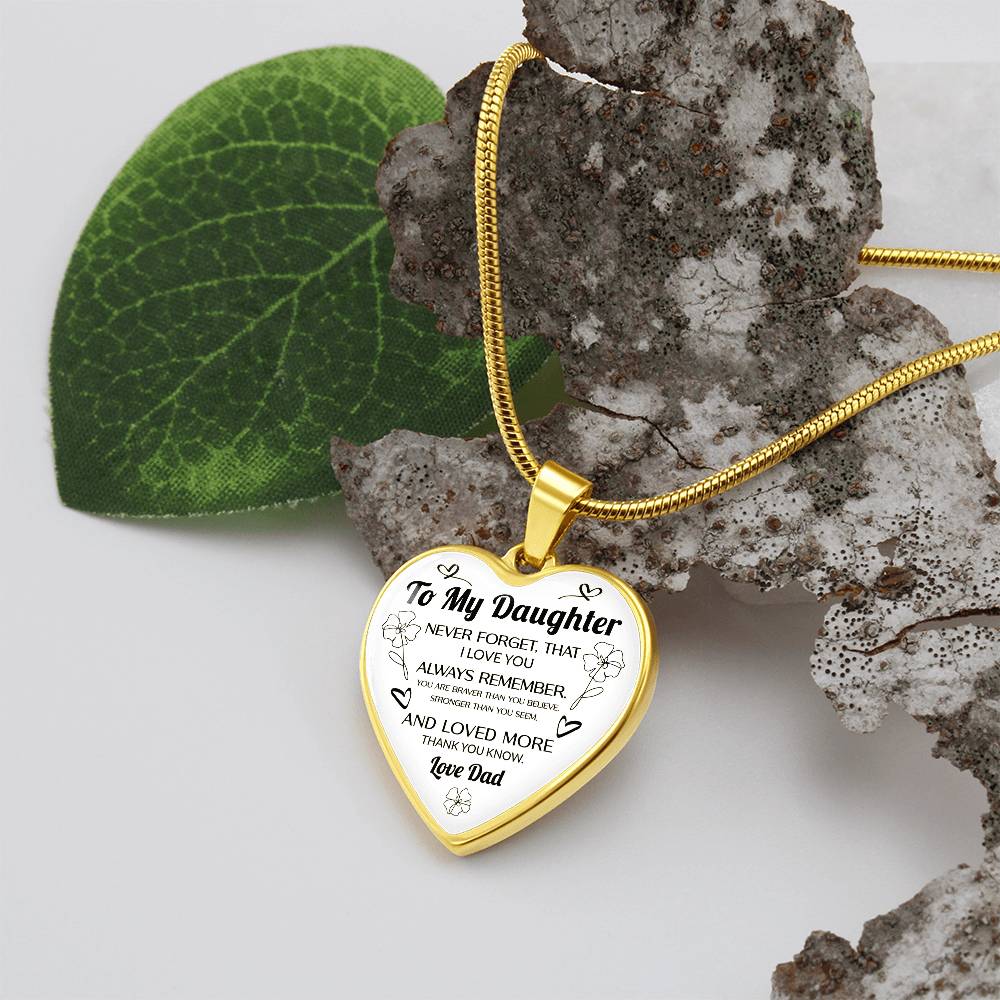 Gift From Father to Daughter Heart Pendant Necklace with Heartfelt Message