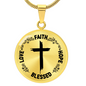 Faith Hope Love Blessed Graphic Circle Necklace