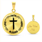 Faith Hope Love Blessed Graphic Circle Necklace
