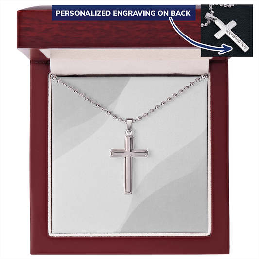 Personalized Cross Necklace with Ball Chain