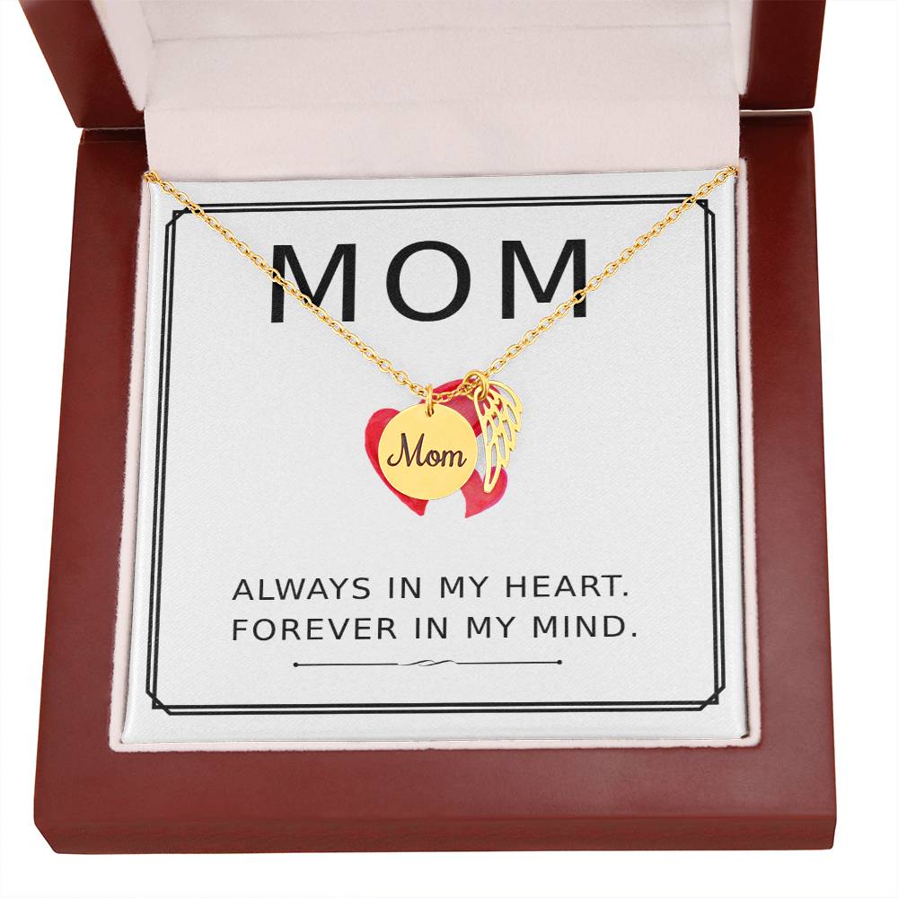 Always in my heart forever in my mind Mom Memorial Jewelry Necklace