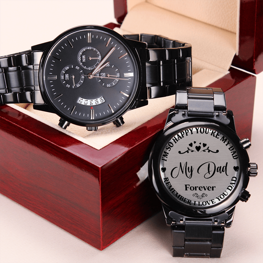 Happy You Are My Dad Black Chronograph Watch Gift