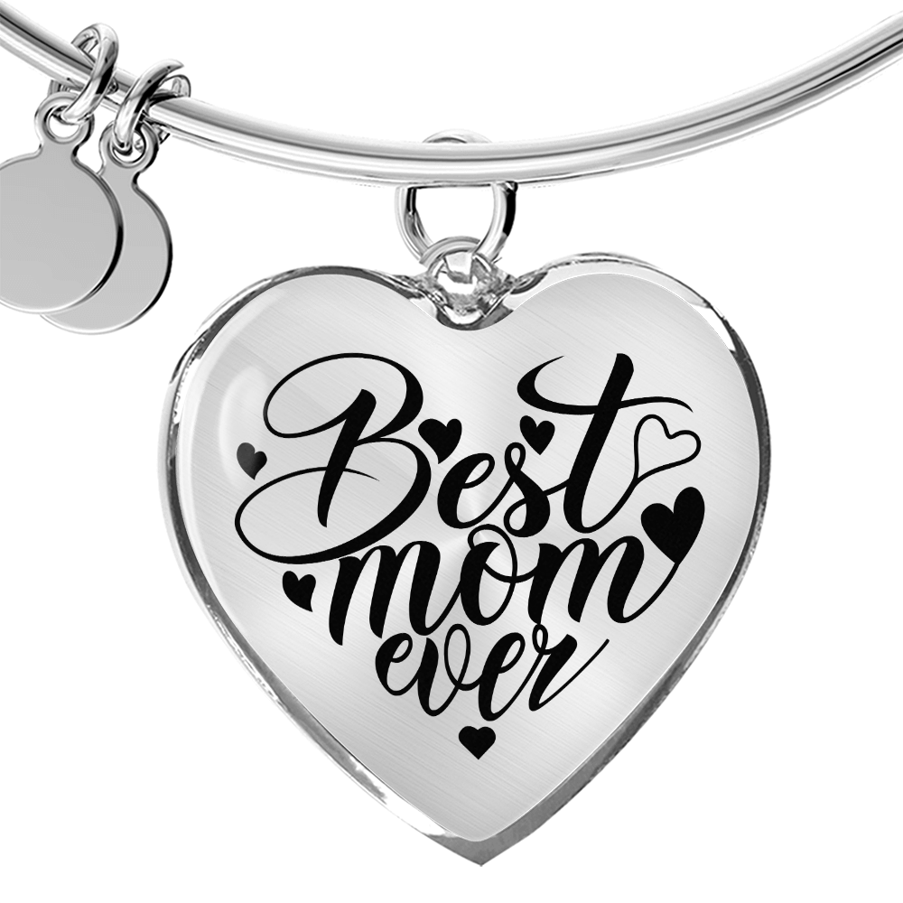 Heart Bangle Best Mom Ever with Personalize Name or Date