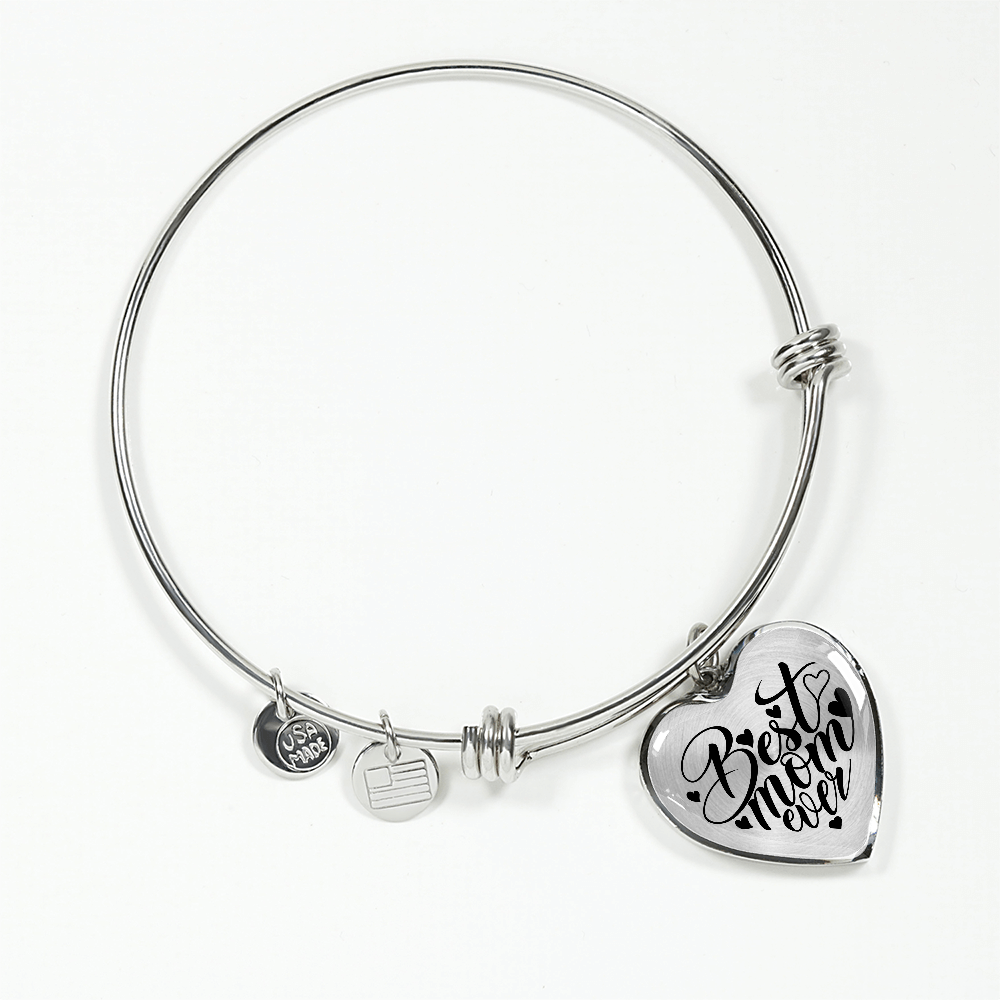 Heart Bangle Best Mom Ever with Personalize Name or Date