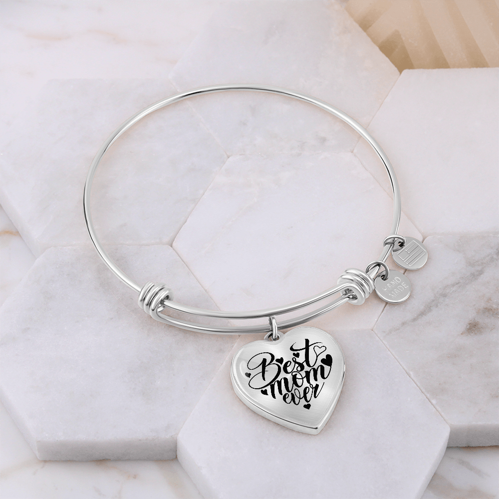 Heart Bangle Best Mom Ever with Personalize Name or Date